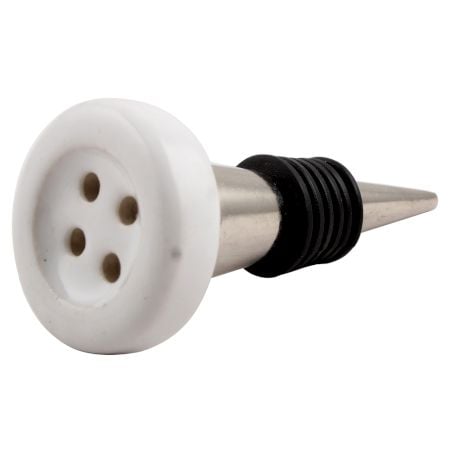 White Ceramic Button Wine Stopper